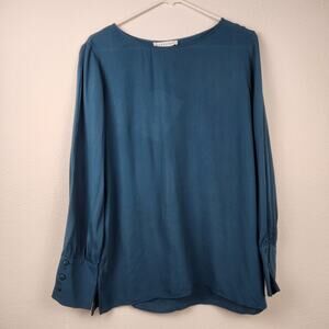 Caractere Blouse in Blue Long Sleeve Size 6 NWT Semi Sheer